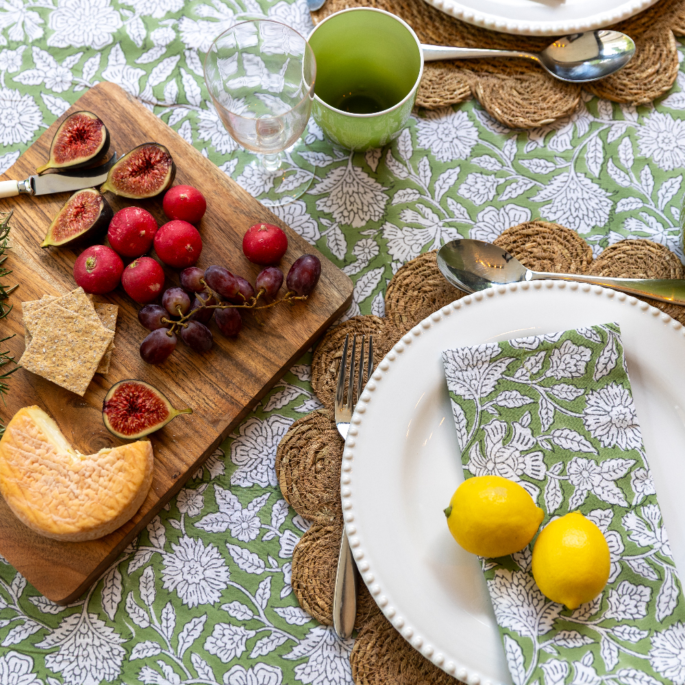 THICKER WEAVE NAPKINS - SAGE GREEN FLORAL