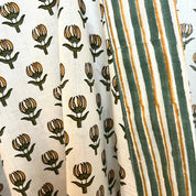 COTTON BLOCK PRINT KIMONO - GREEN FLOWER