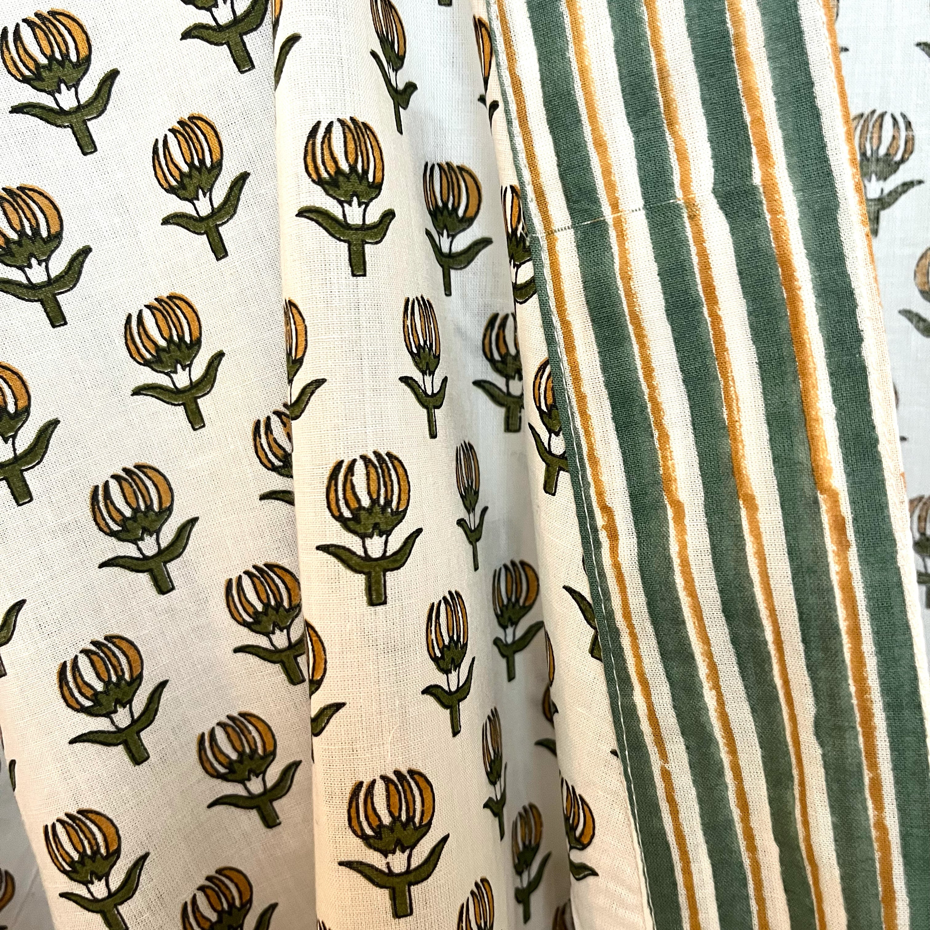 COTTON BLOCK PRINT KIMONO - GREEN FLOWER