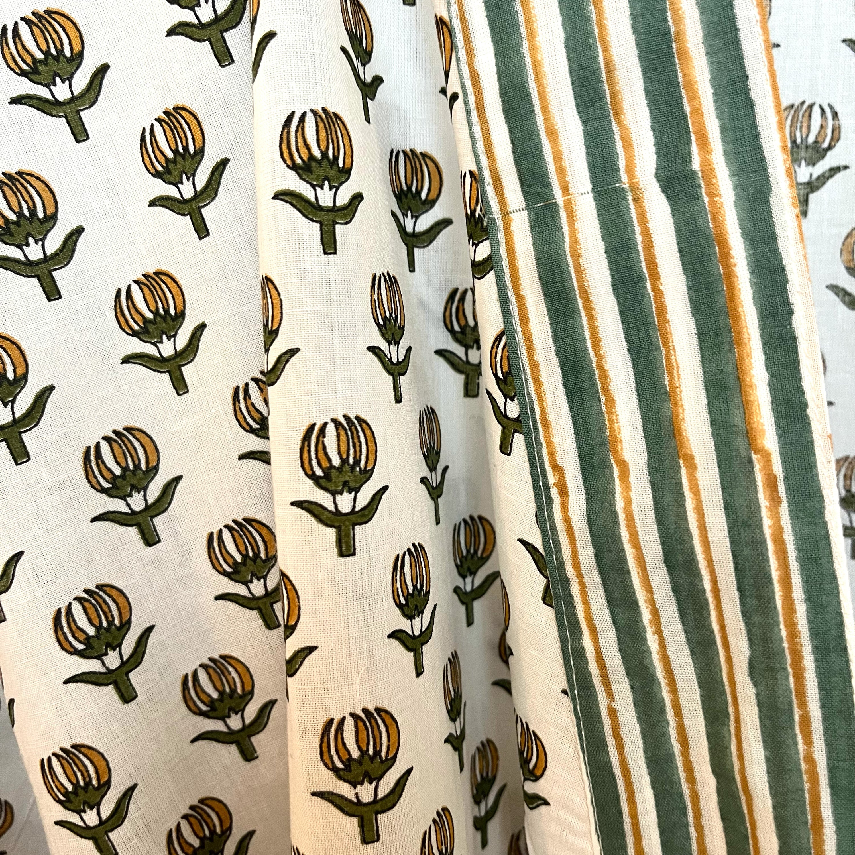 COTTON BLOCK PRINT KIMONO - GREEN FLOWER