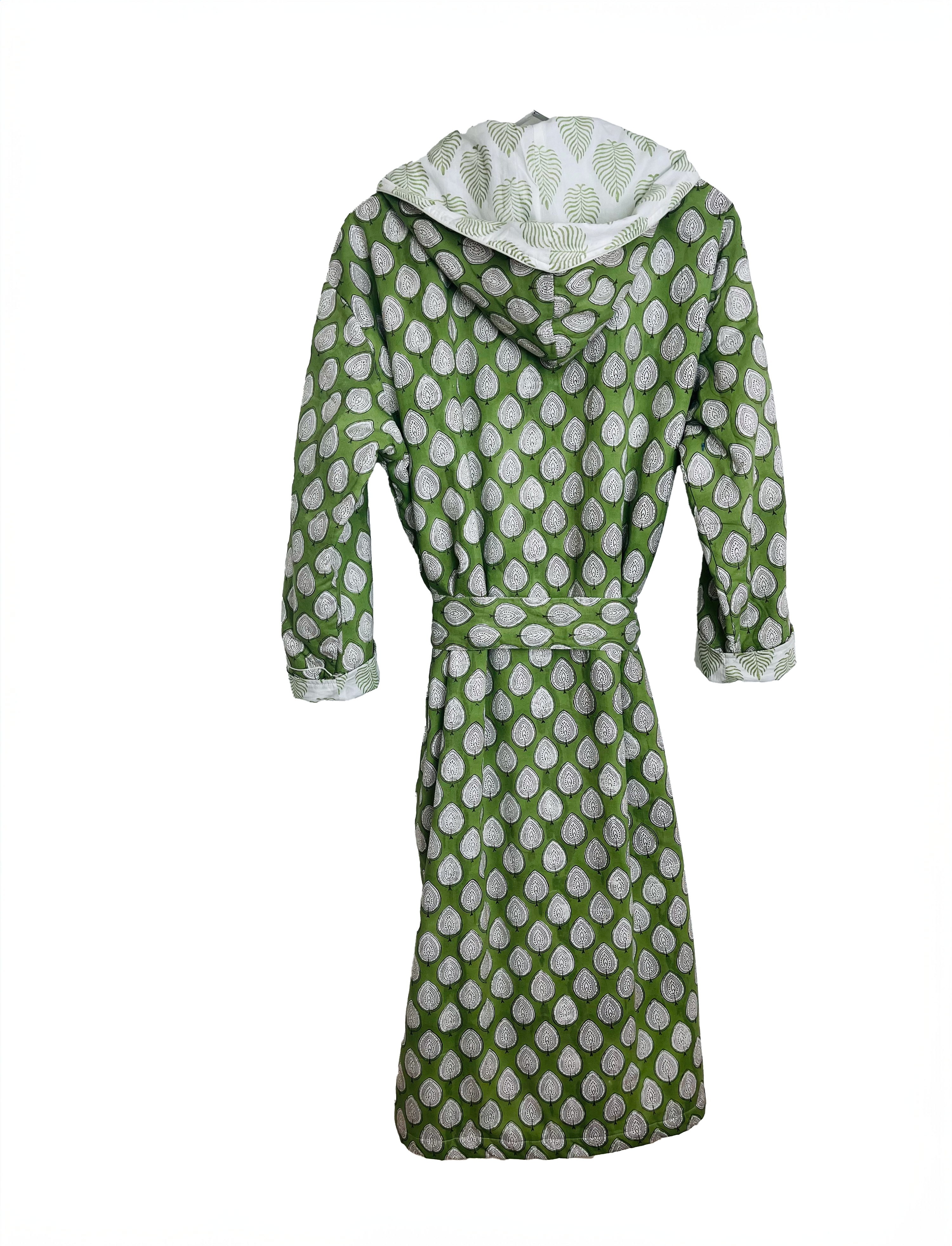 HOODED ROBE - GREEN LEAF