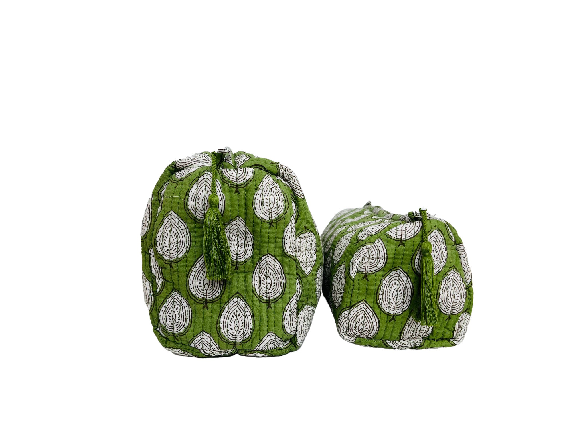 COTTON WASH BAG - GREEN LEAF