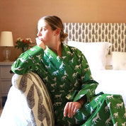 SIGNATURE COTTON ROBE - GREEN LEOPARD