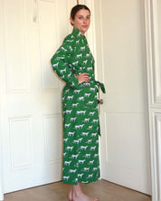 SIGNATURE COTTON ROBE - GREEN LEOPARD