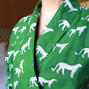 SIGNATURE COTTON ROBE - GREEN LEOPARD