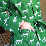 SIGNATURE COTTON ROBE - GREEN LEOPARD