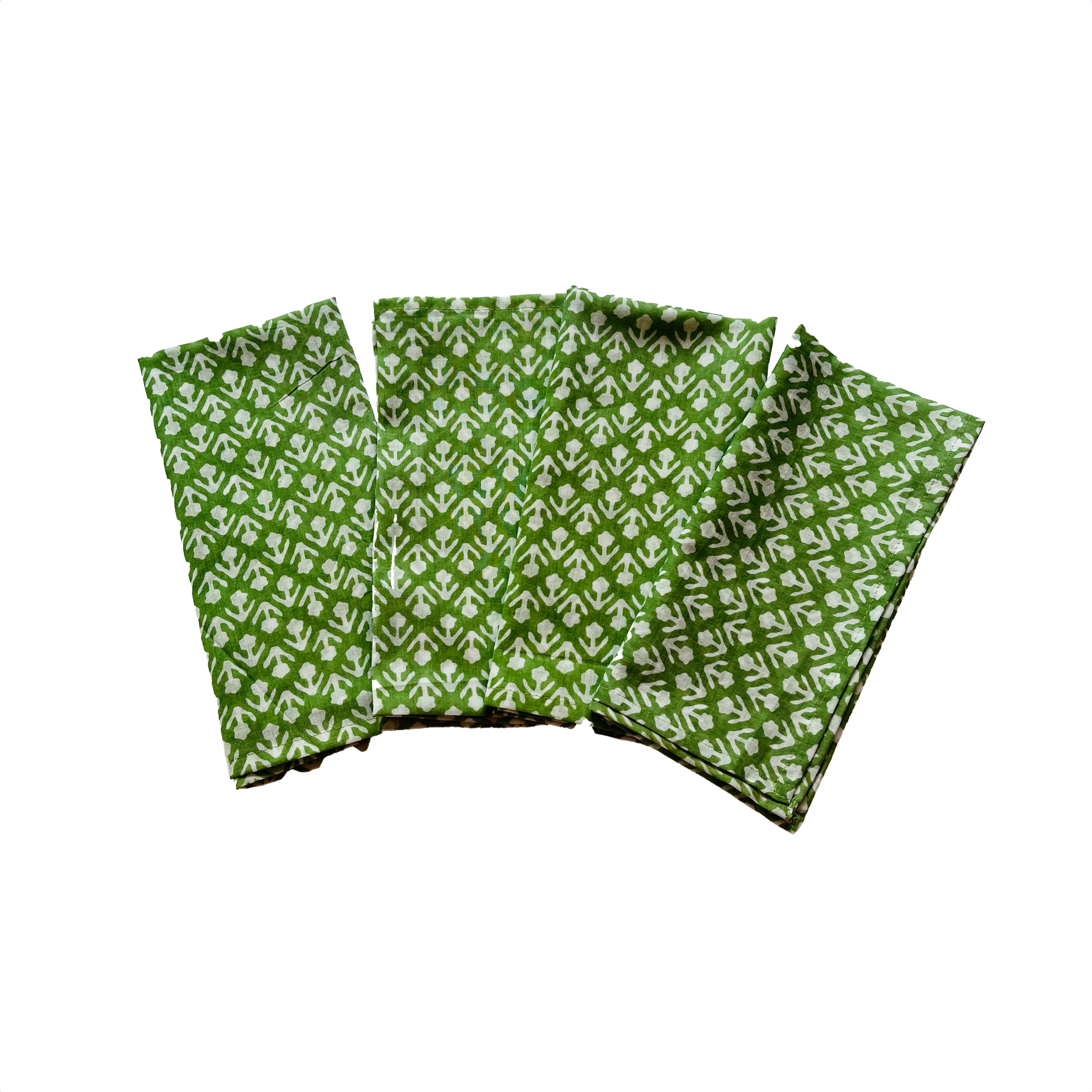 COTTON NAPKINS - GREEN MOTIF