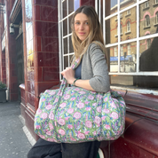 WEEKEND BAG - GREEN AND PINK FLOWER