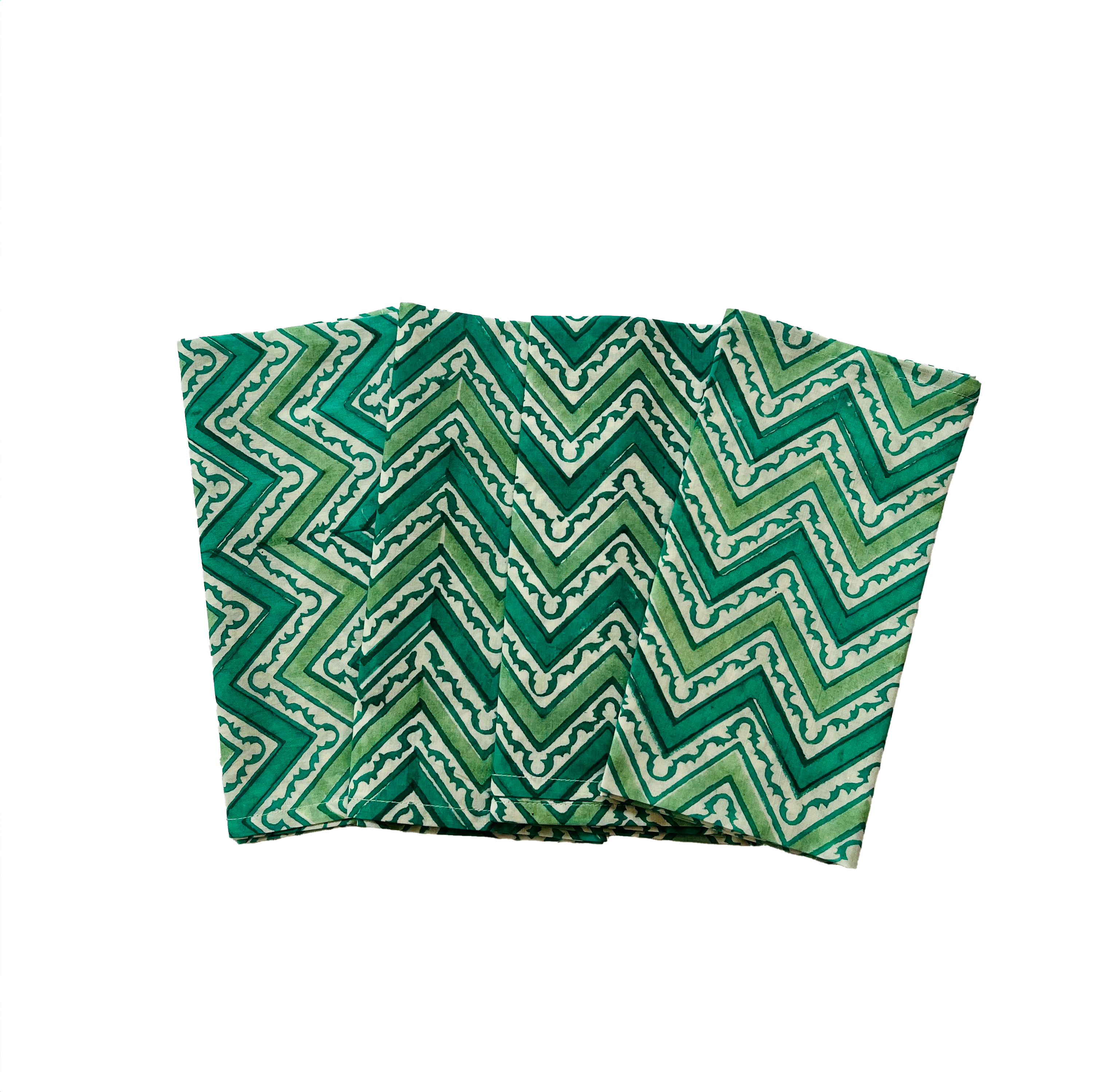 COTTON NAPKINS - GREEN ZIGZAG