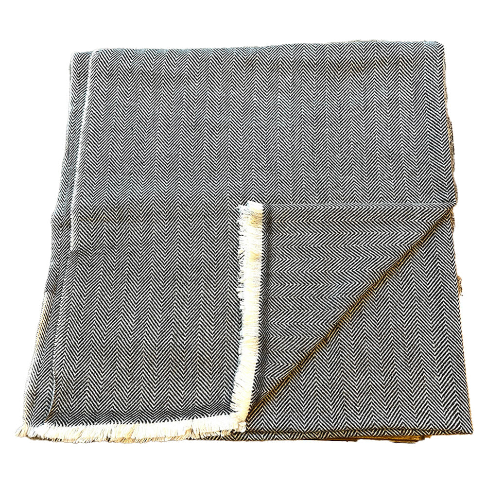 WOOL BLEND BLANKET - GREY