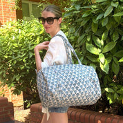 WEEKEND BAG - GREY WITH BLUE FLOWER