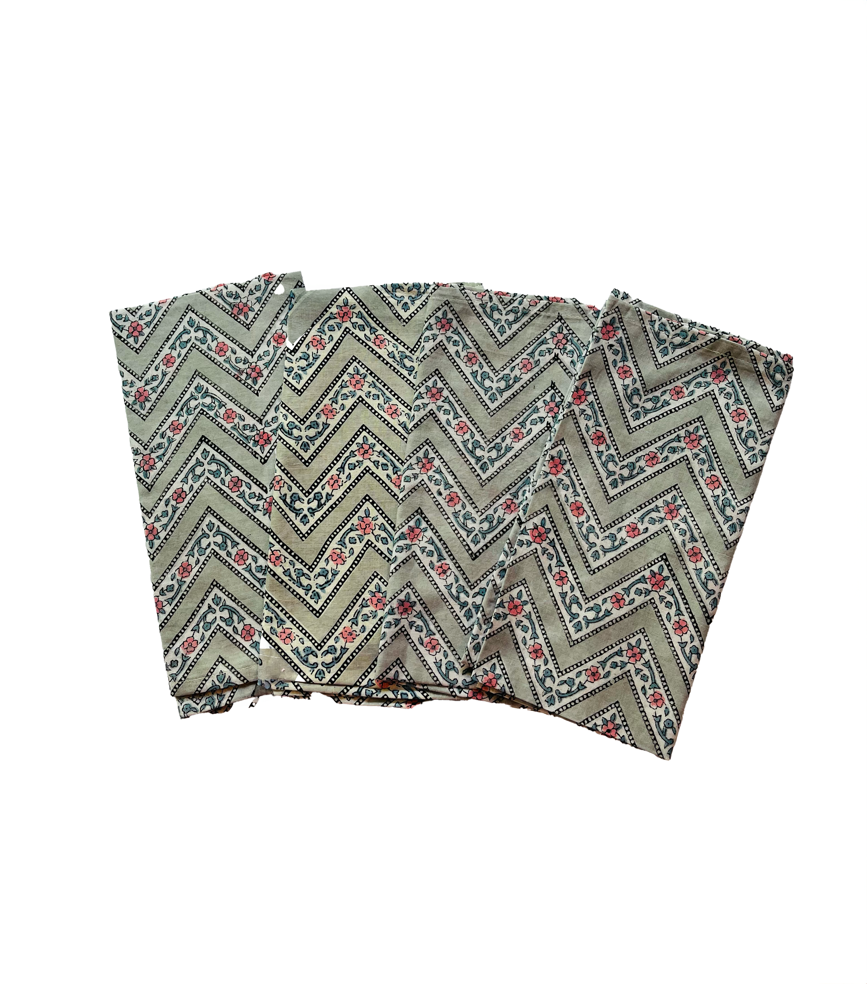 COTTON NAPKINS - GREY ZIGZAG