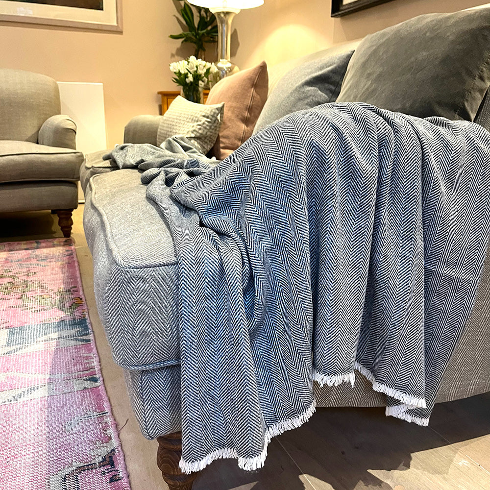 WOOL BLEND BLANKET - GREY