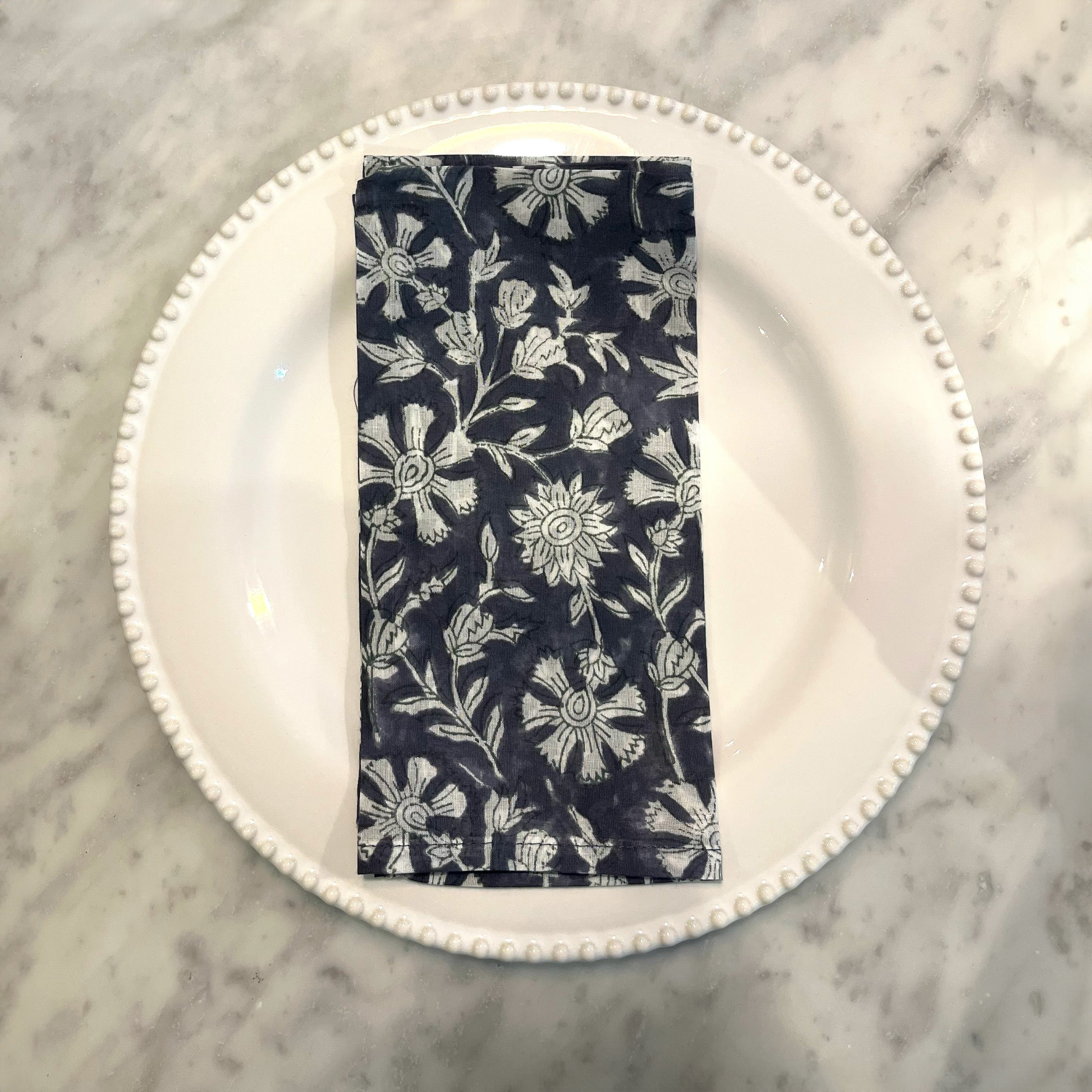 LIGHTWEIGHT NAPKINS -NAVY BLUE FLORAL