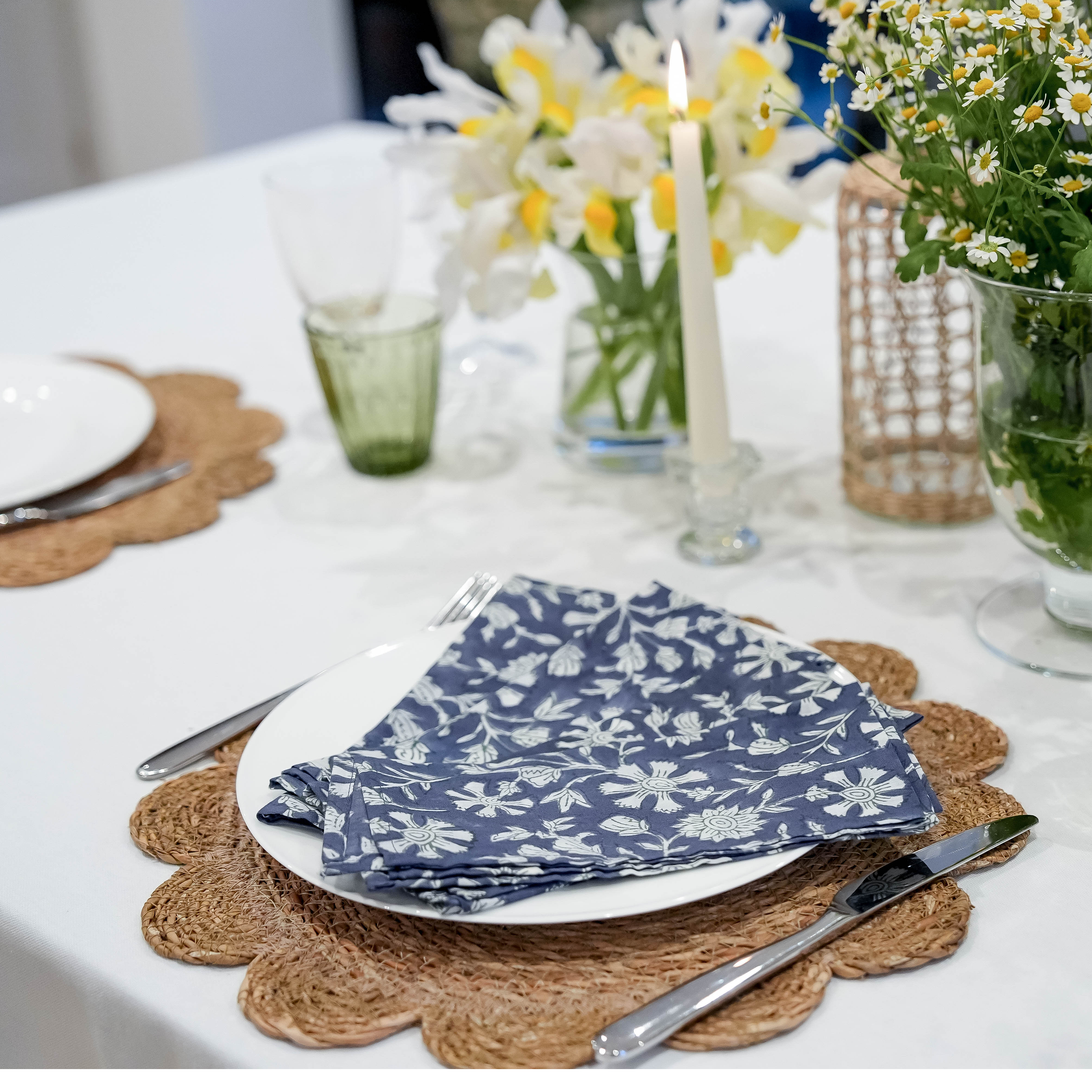 NAPKINS -NAVY BLUE FLORAL - Was £5