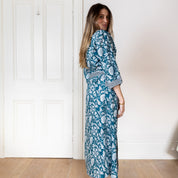 COTTON BLOCK PRINT KIMONO - NAVY AND WHITE