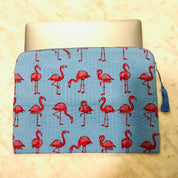 LAPTOP CASE - SKY BLUE AND PINK FLAMINGO
