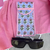 COTTON GLASSES CASE - LAVENDER AND PINK FLOWER