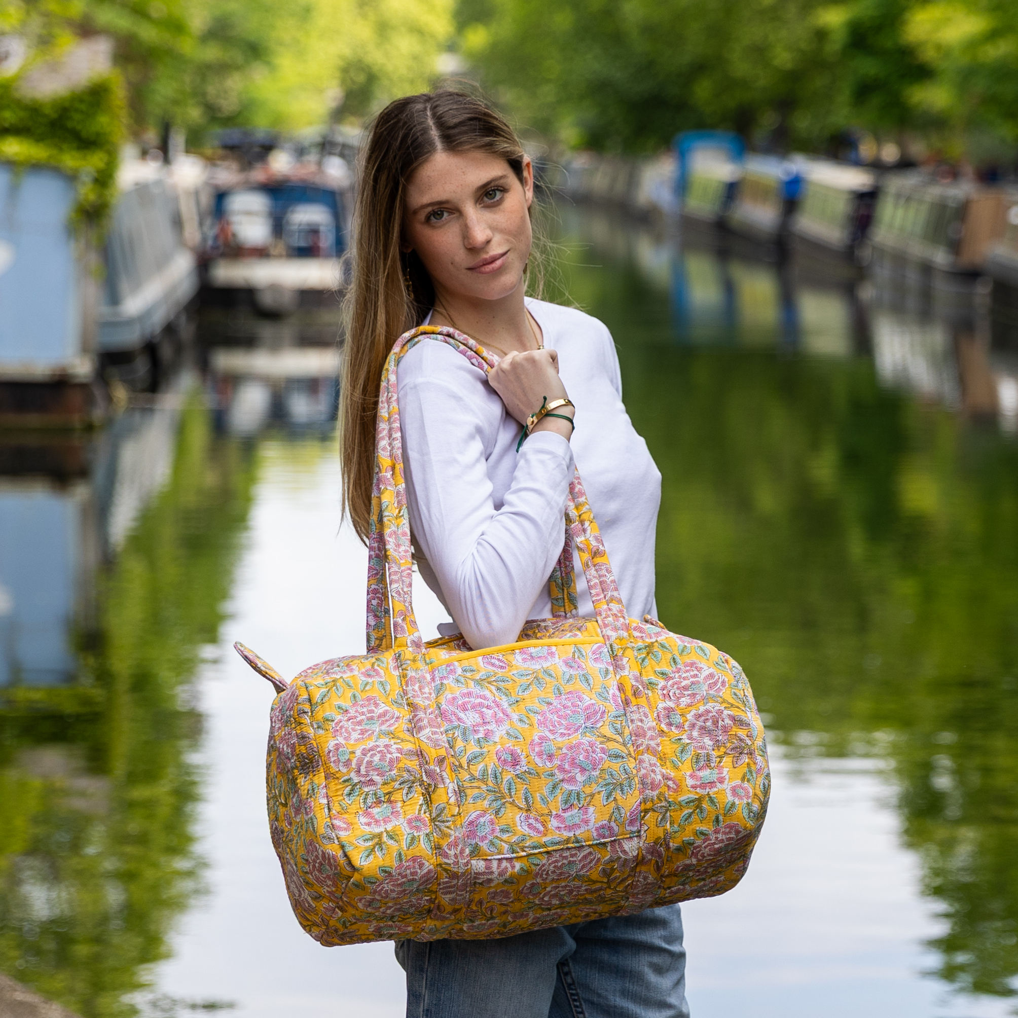 WEEKEND BAG - BLOOMING PINK AND YELLOW