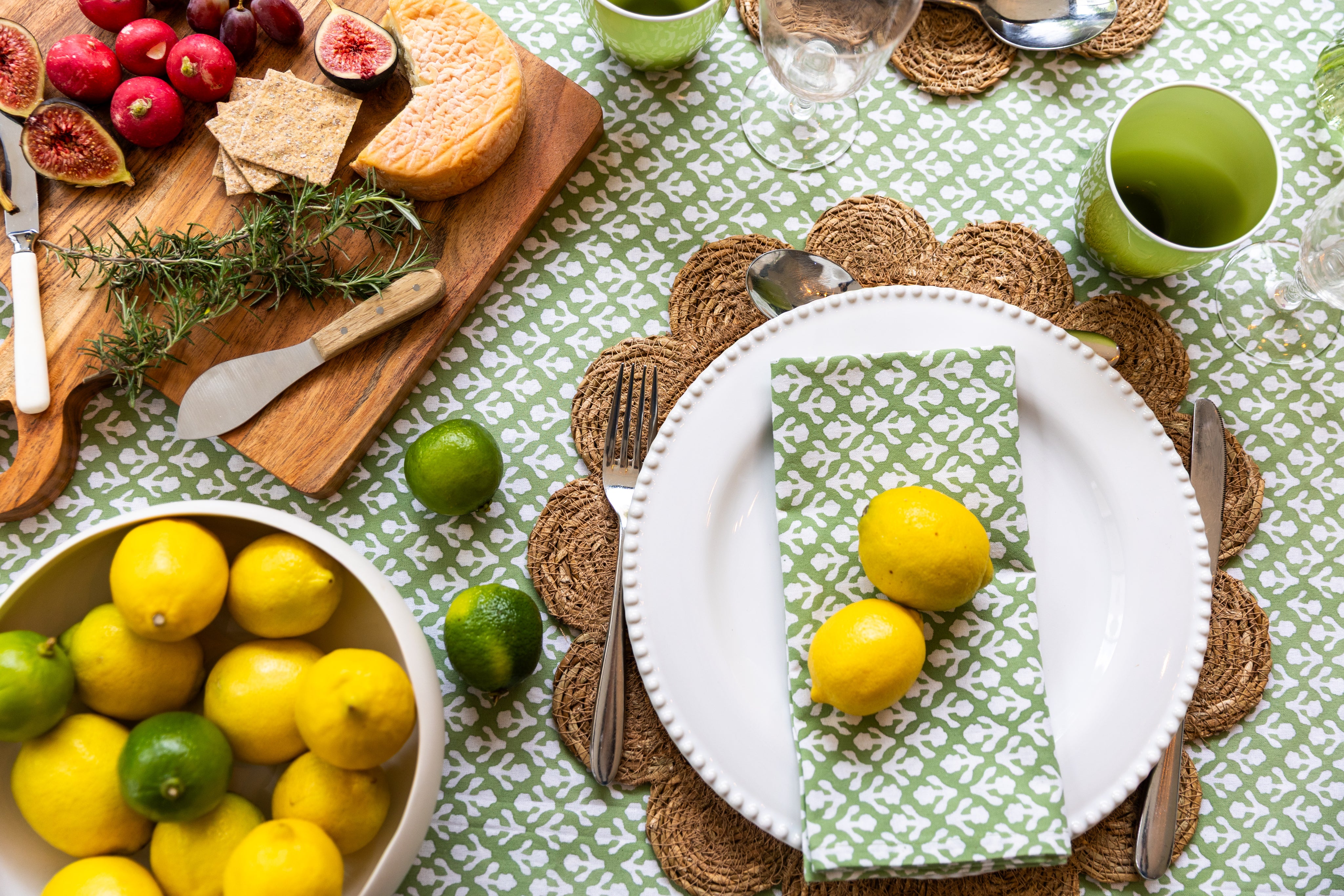 THICKER WEAVE NAPKINS - SAGE GREEN MOTIF