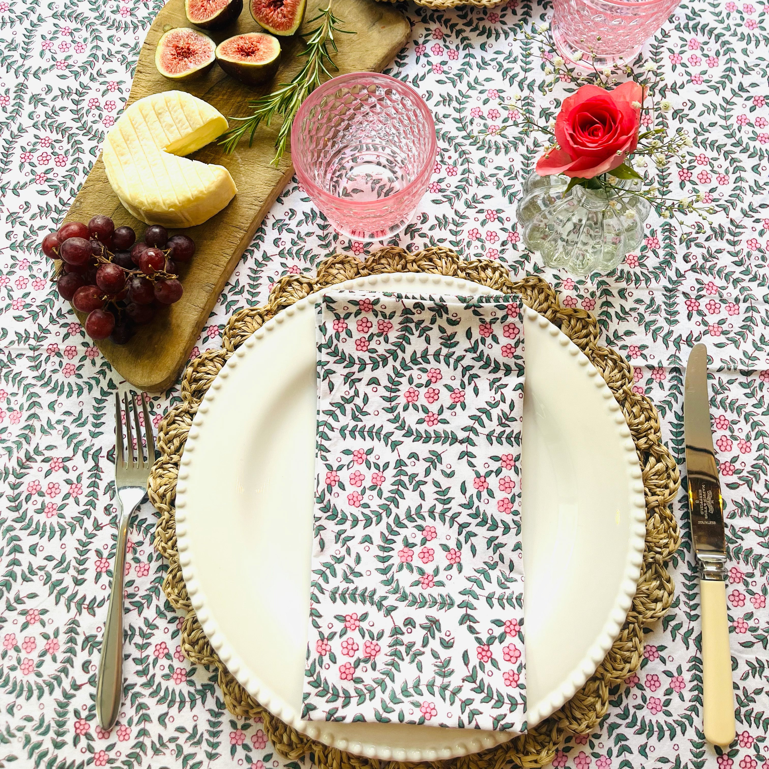 THICKER WEAVE NAPKINS - PINK DITSY