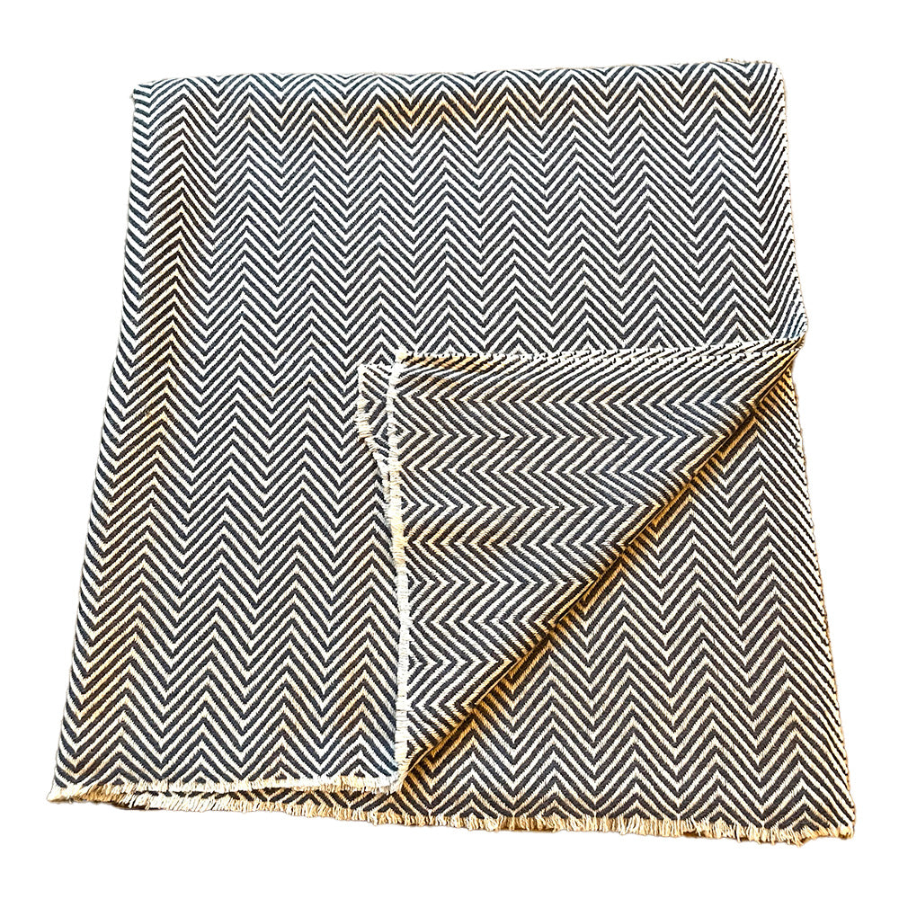 WOOL BLEND BLANKET - NAVY BLUE