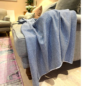 WOOL BLEND BLANKET - NAVY BLUE