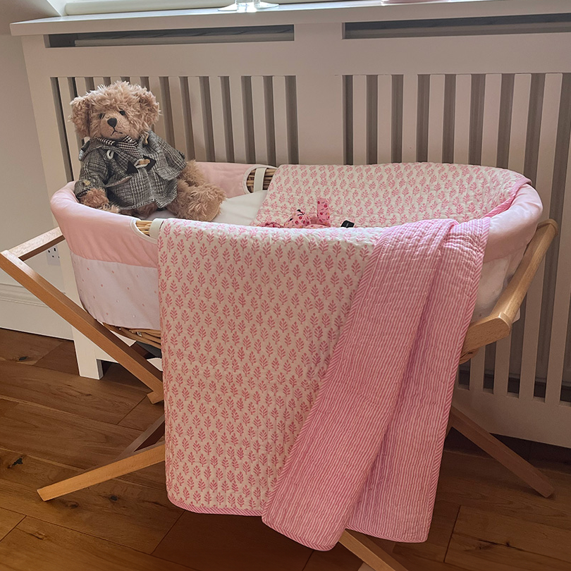 ORGANIC COTTON BABY QUILT - PINK FERN