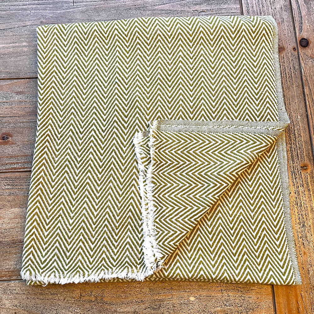 WOOL BLEND BLANKET - OLIVE