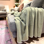 WOOL BLEND BLANKET - OLIVE
