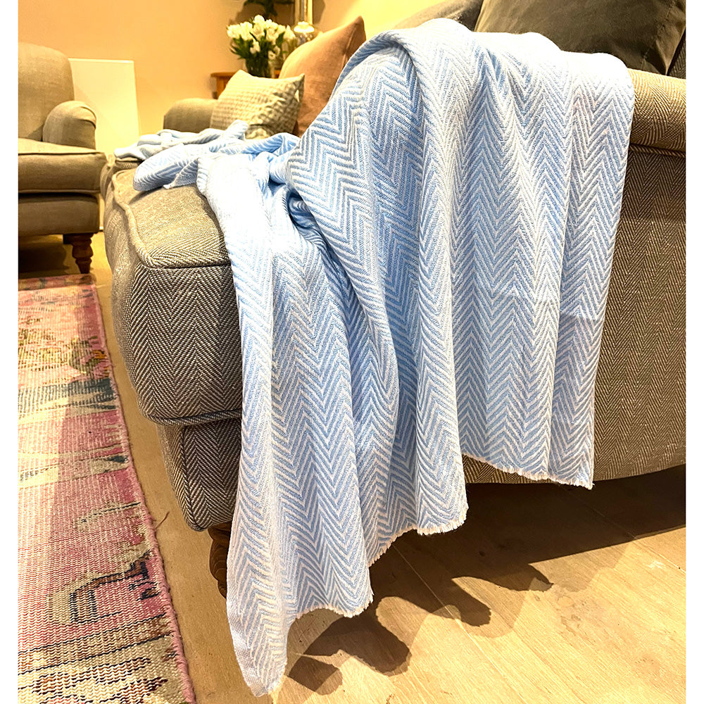 WOOL BLEND BLANKET - PALE BLUE