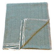 WOOL BLEND BLANKET - PETROL BLUE