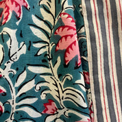 COTTON BLOCK PRINT KIMONO - PETROL BLUE AND PINK