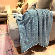 WOOL BLEND BLANKET - PETROL BLUE