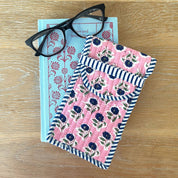 COTTON GLASSES CASE - PINK AND BLUE FLOWER