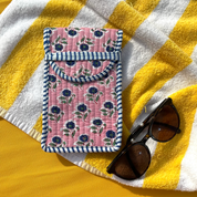 COTTON GLASSES CASE - PINK AND BLUE FLOWER