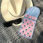 COTTON GLASSES CASE - PINK AND BLUE FLOWER