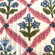 WASH BAG + MAKE UP POUCH SET - BLUE TRELLIS