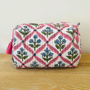 WASH BAG + MAKE UP POUCH SET - BLUE TRELLIS