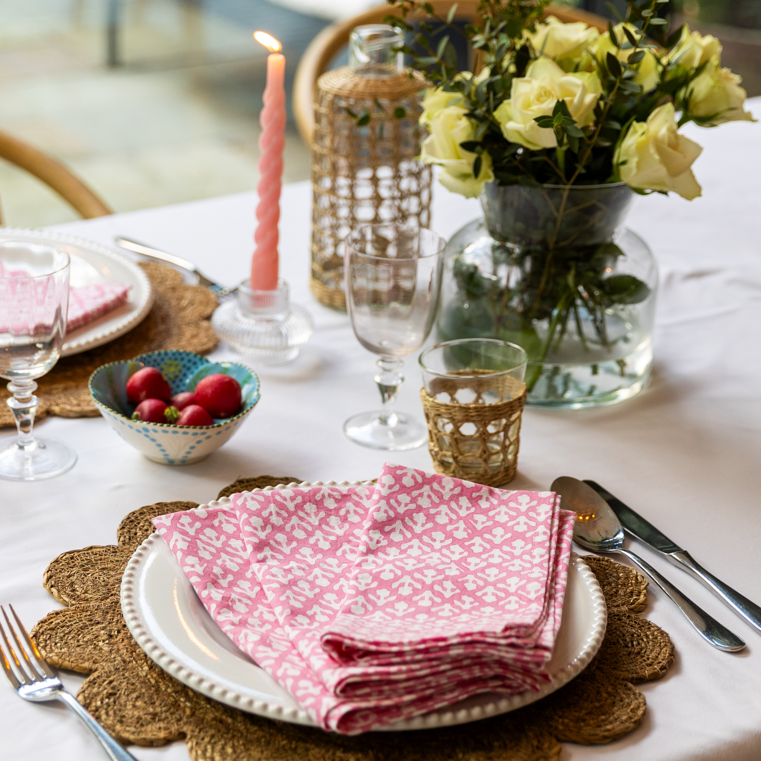 THICKER WEAVE NAPKINS - ROSE PINK MOTIF