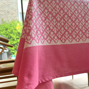 HAND BLOCK TABLECLOTH - ROSE PINK MOTIF