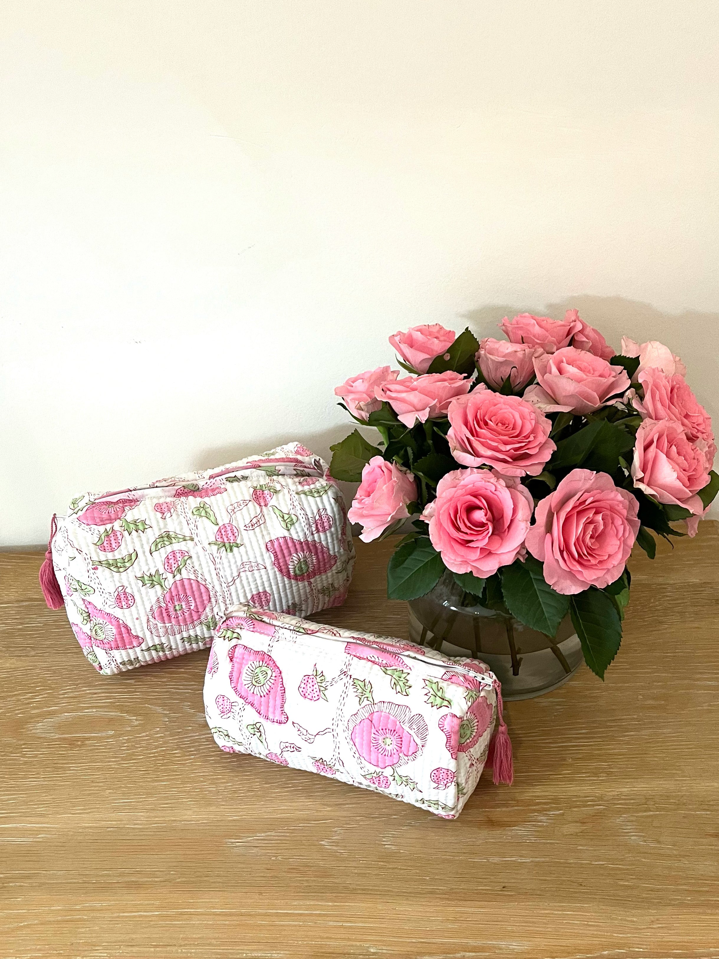 COTTON WASH BAG - PINK BUTTERCUP