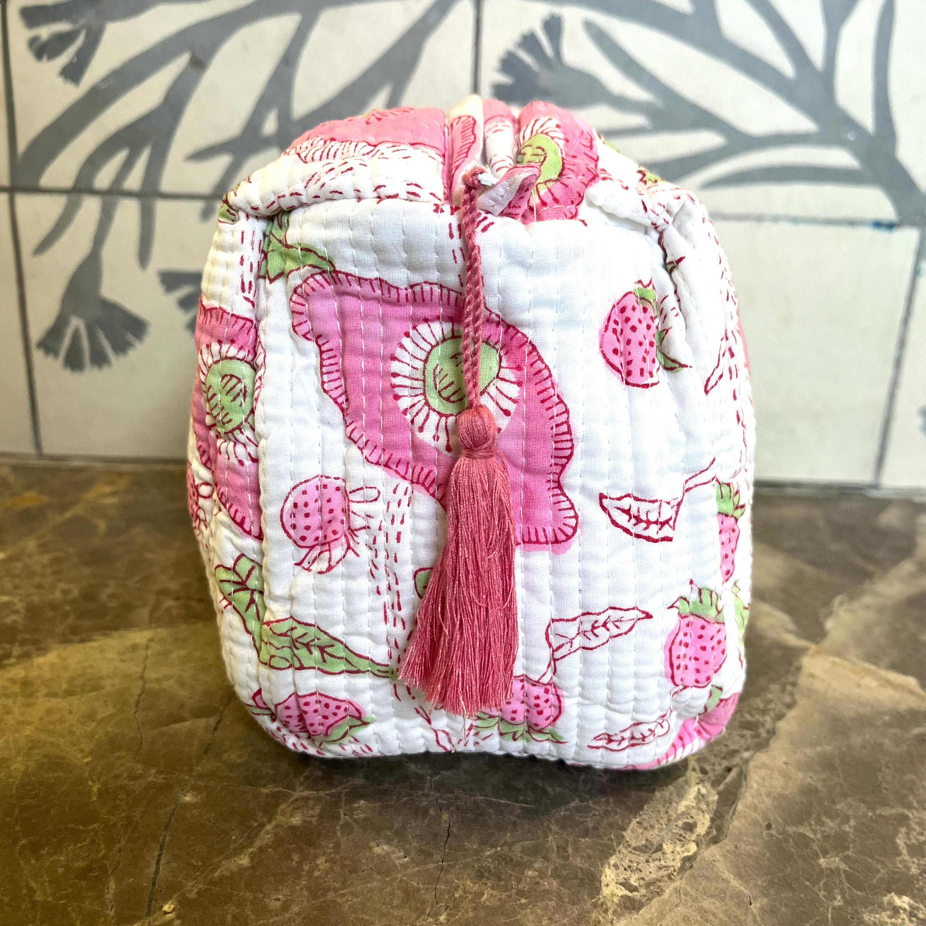 COTTON WASH BAG - PINK BUTTERCUP