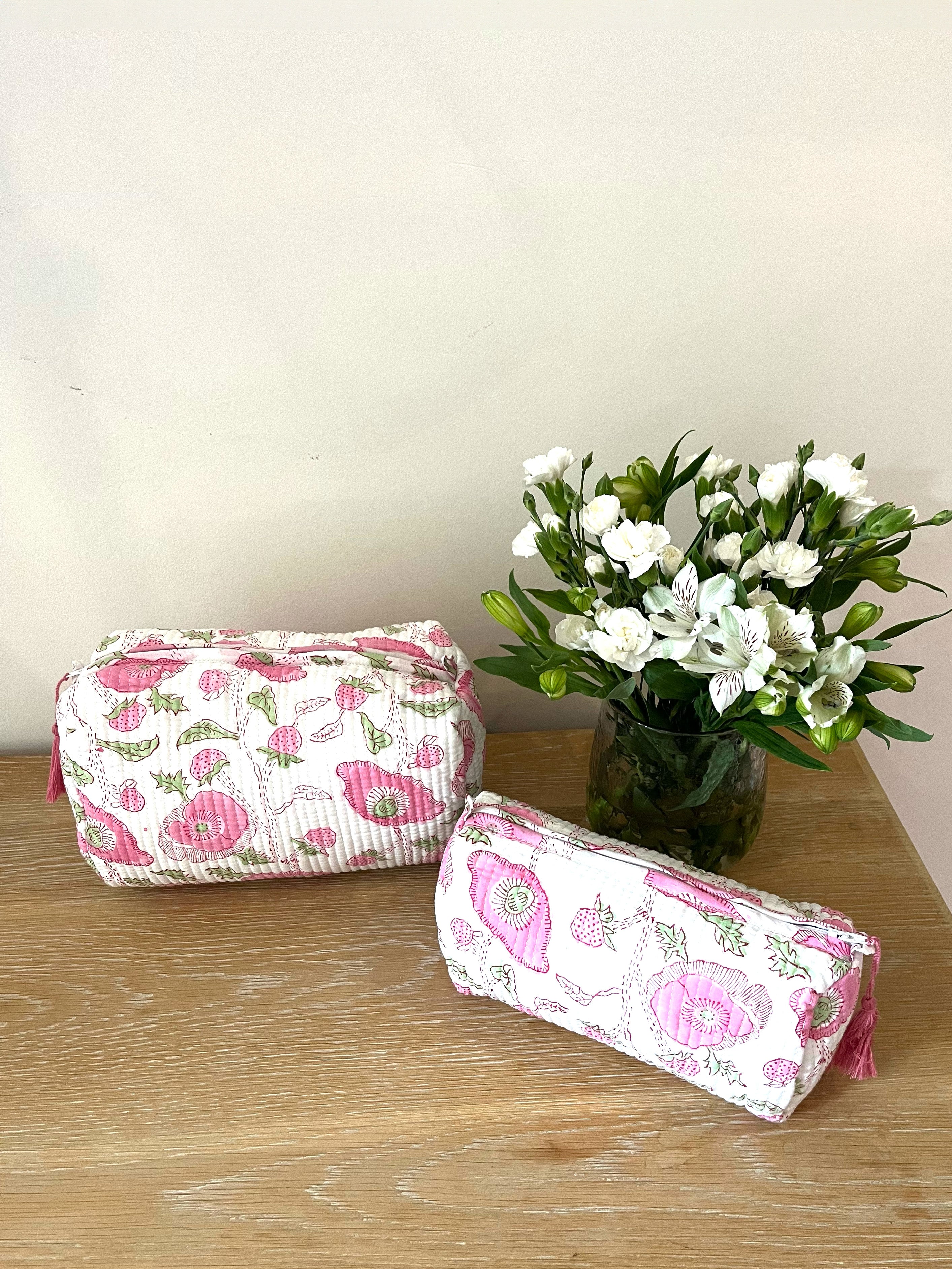 COTTON WASH BAG - PINK BUTTERCUP