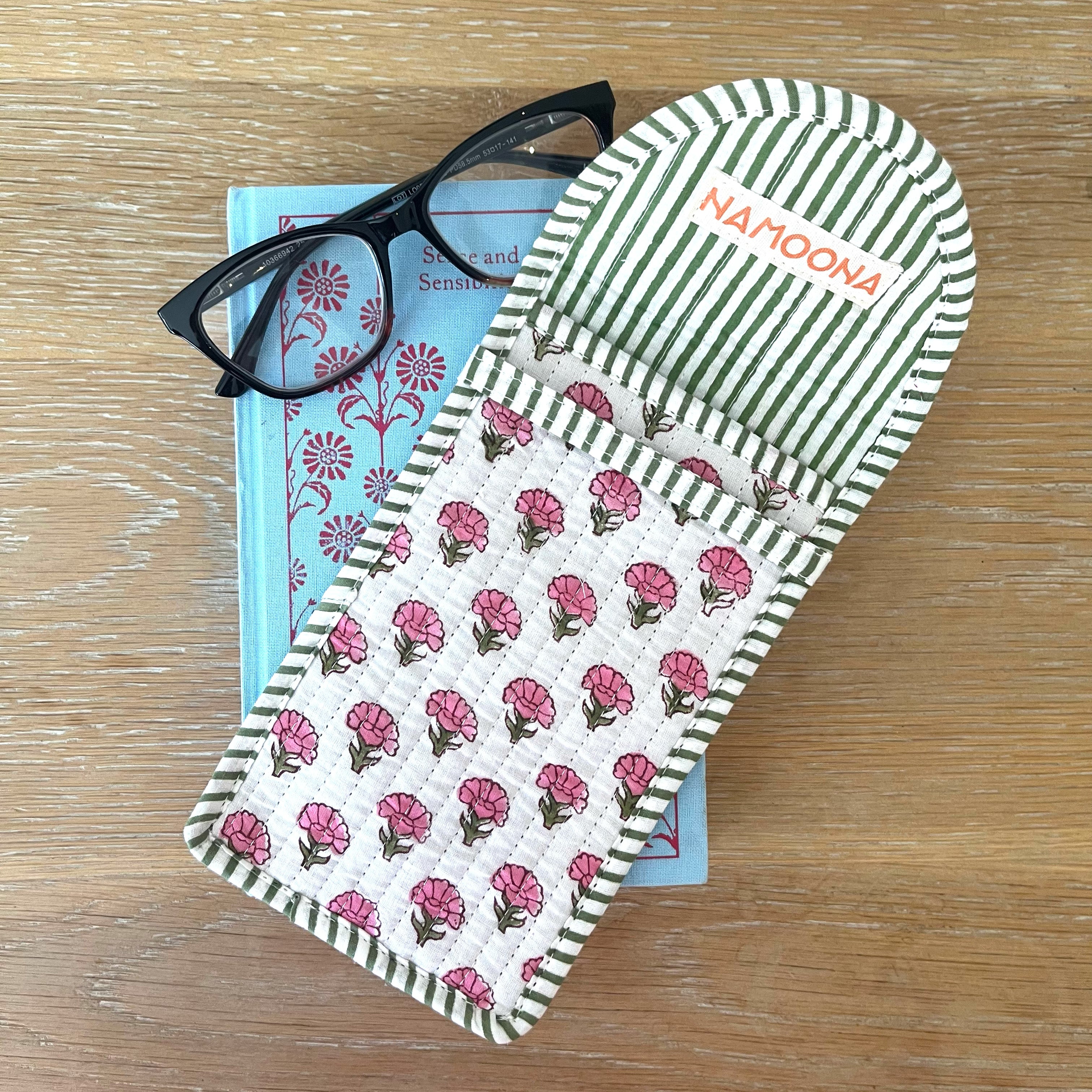 COTTON GLASSES CASE - PINK DAISY