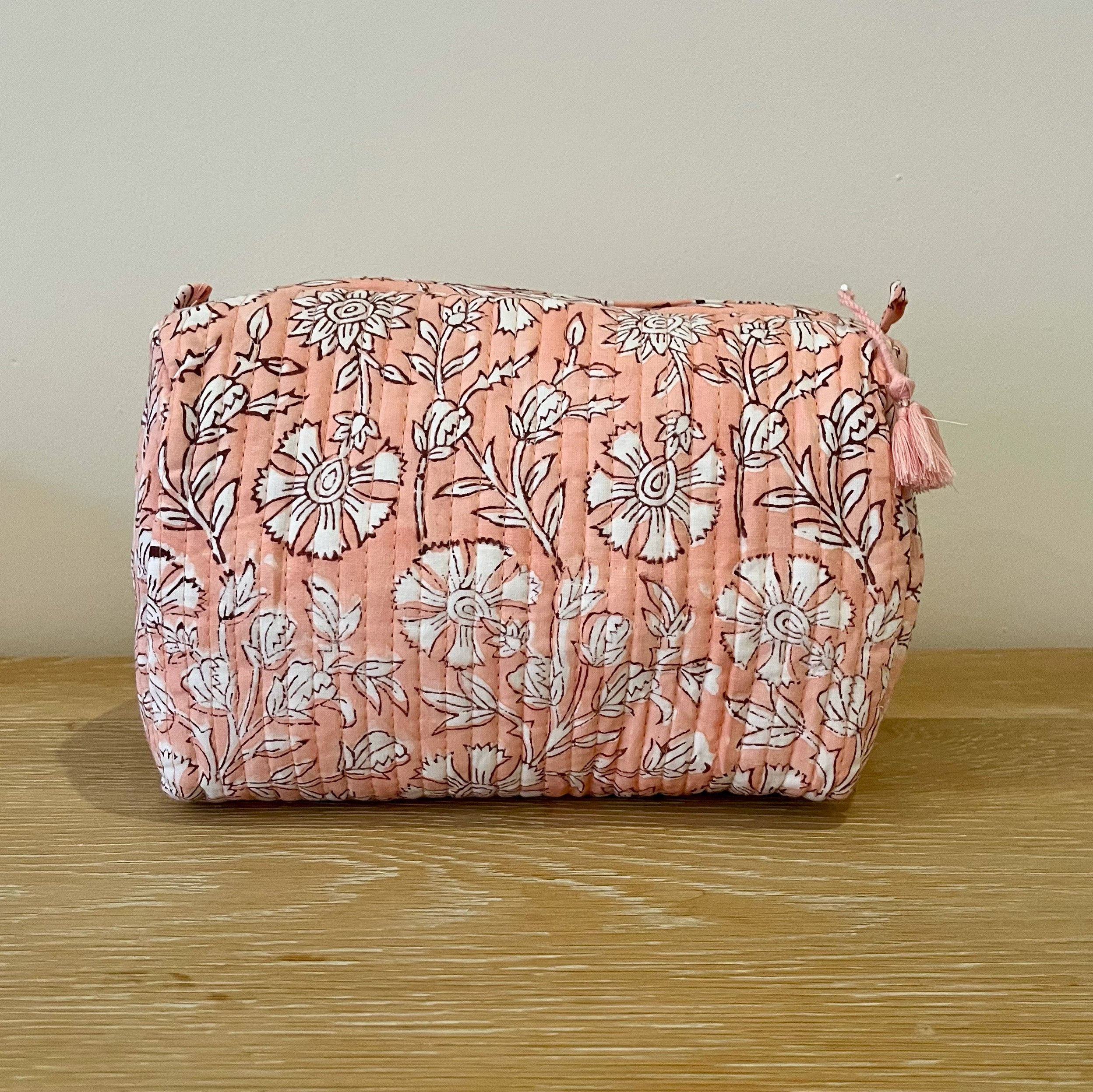 COTTON WASH BAG - PINK DANDELION (40% off)