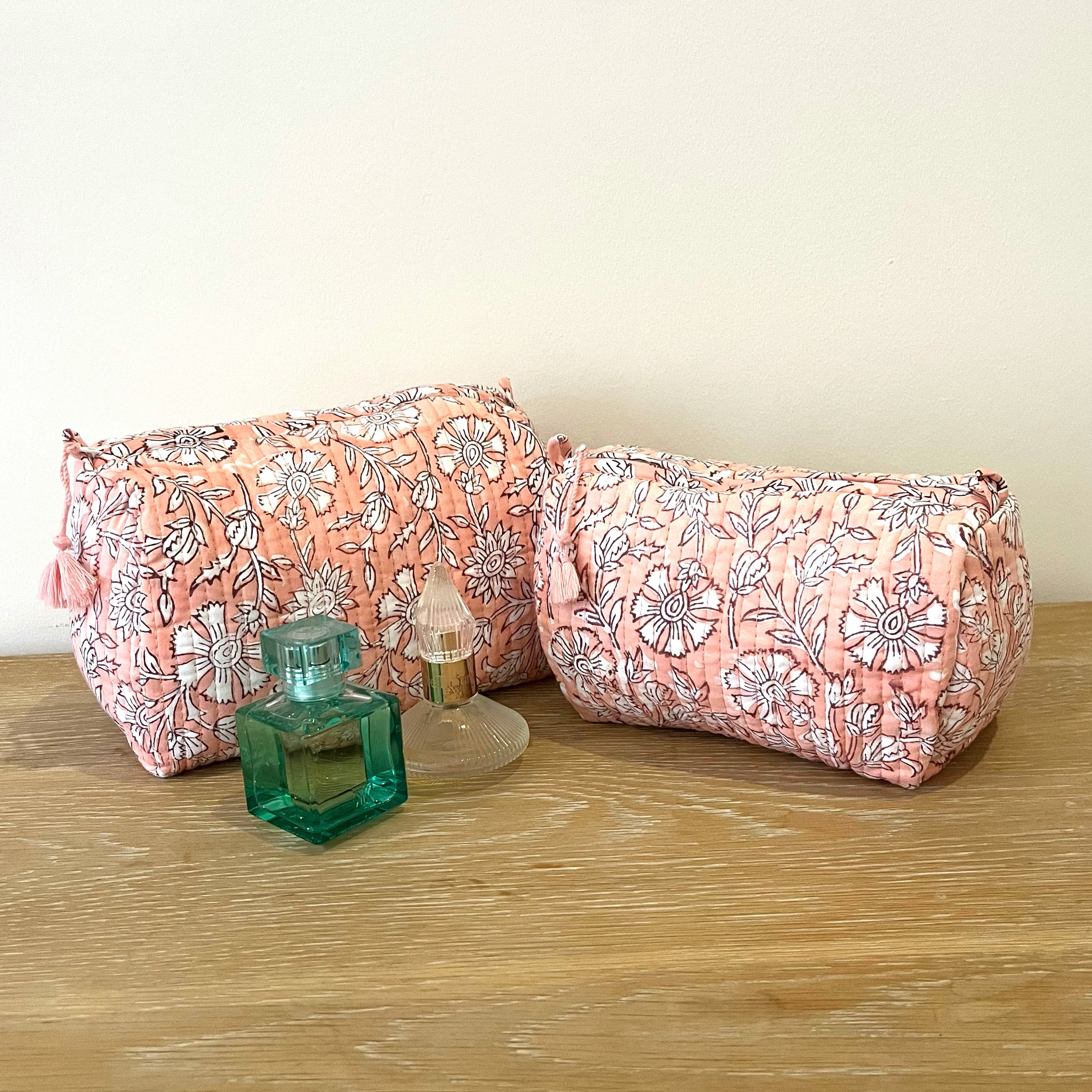 COTTON WASH BAG - PINK DANDELION (40% off)