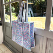 QUILTED COTTON TOTE BAG -PINK DAISY
