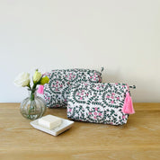 WASH BAG + MAKE UP POUCH SET - PINK DITSY