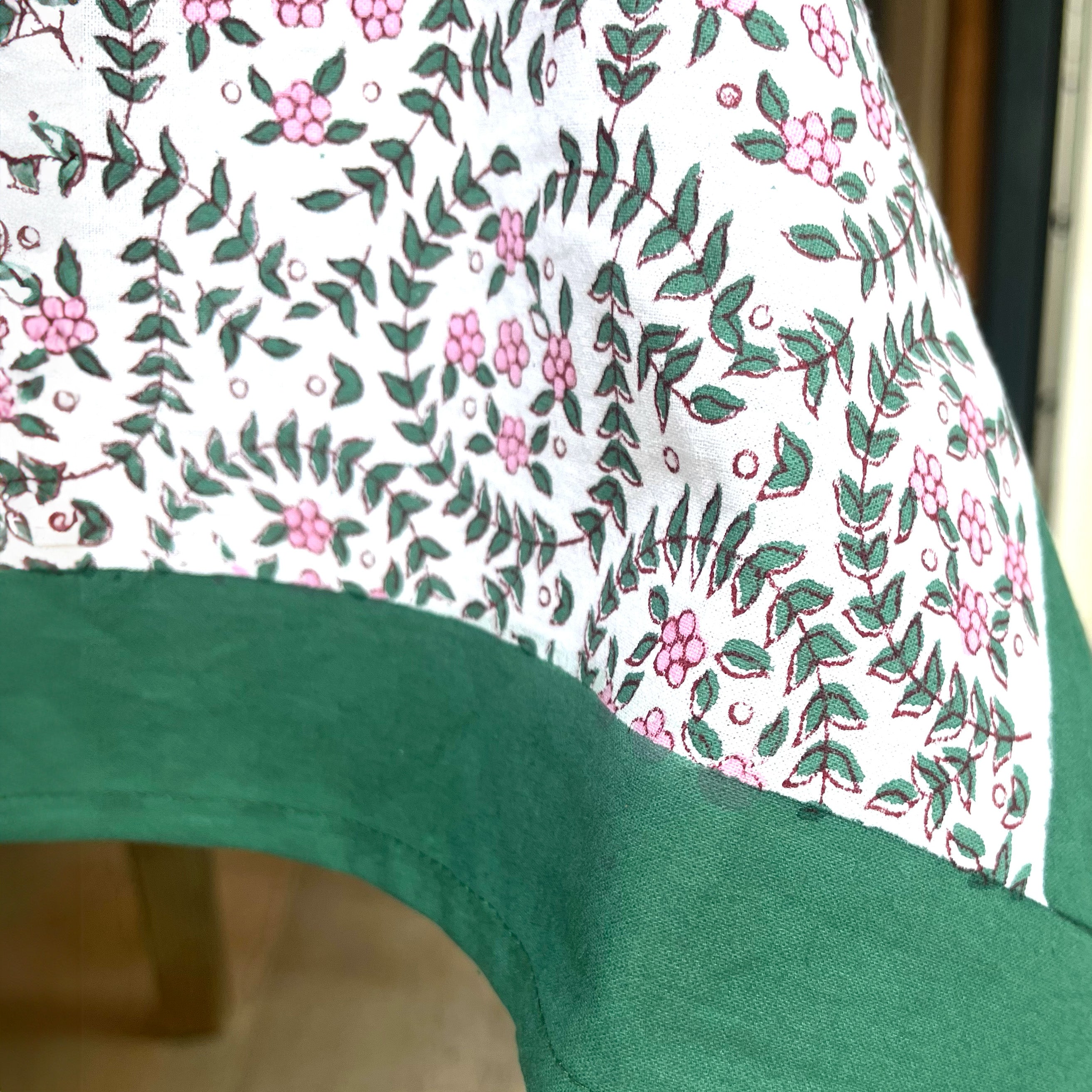 HAND BLOCK TABLECLOTH - PINK DITSY